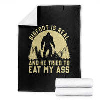 Funny Bigfoot Throw Blanket Sasquatch Big Foot Eat My Ass Vintage Cryptid Meme - Wonder Print Shop