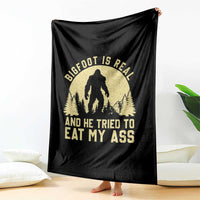Funny Bigfoot Throw Blanket Sasquatch Big Foot Eat My Ass Vintage Cryptid Meme - Wonder Print Shop