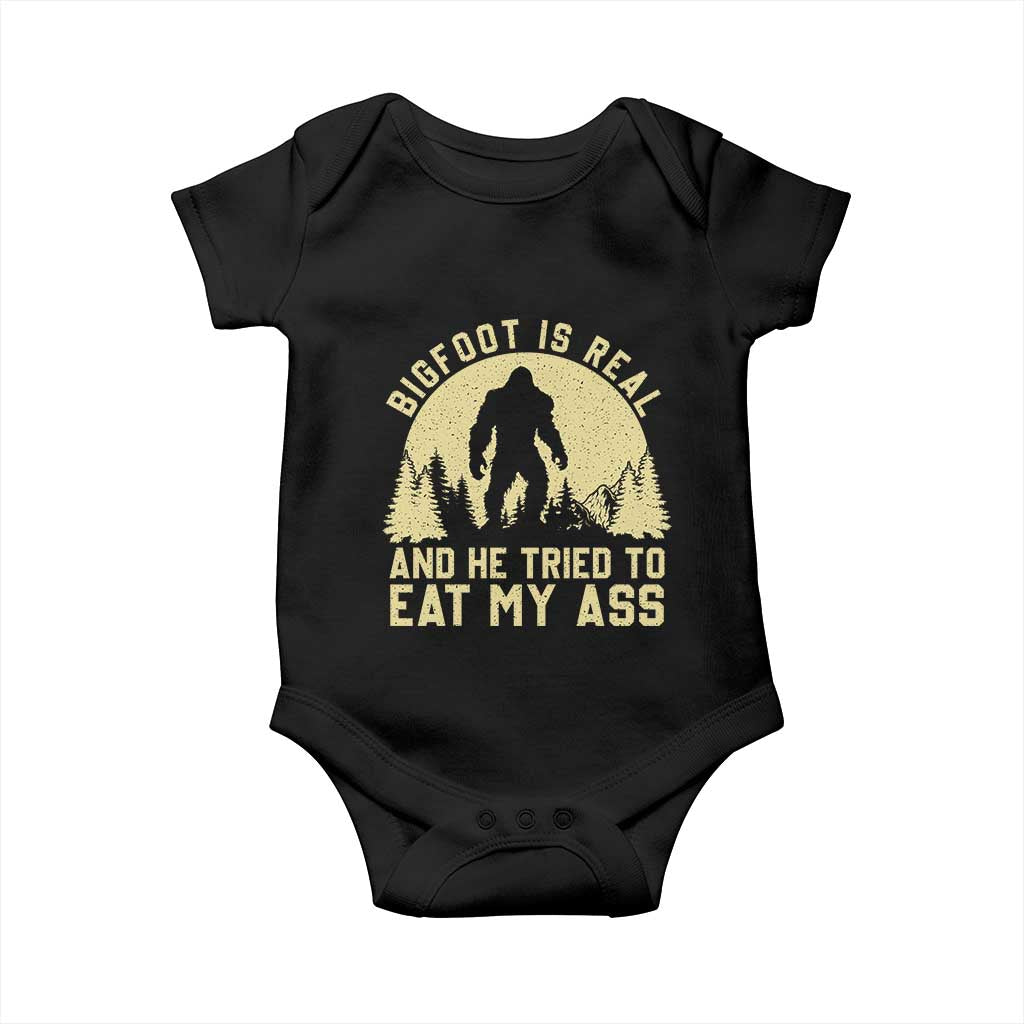 Funny Bigfoot Baby Onesie Sasquatch Big Foot Eat My Ass Vintage Cryptid Meme - Wonder Print Shop