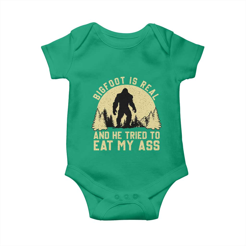 Funny Bigfoot Baby Onesie Sasquatch Big Foot Eat My Ass Vintage Cryptid Meme - Wonder Print Shop