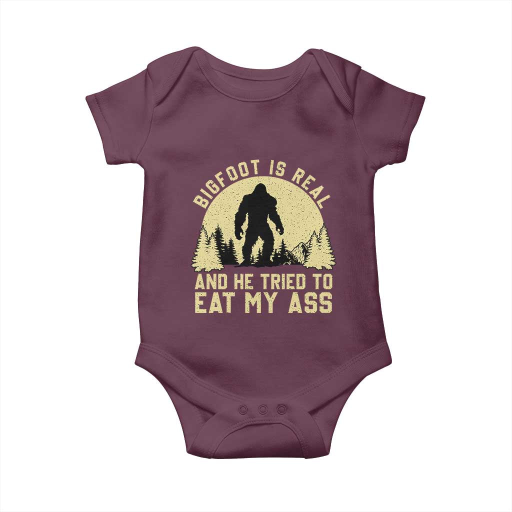 Funny Bigfoot Baby Onesie Sasquatch Big Foot Eat My Ass Vintage Cryptid Meme - Wonder Print Shop