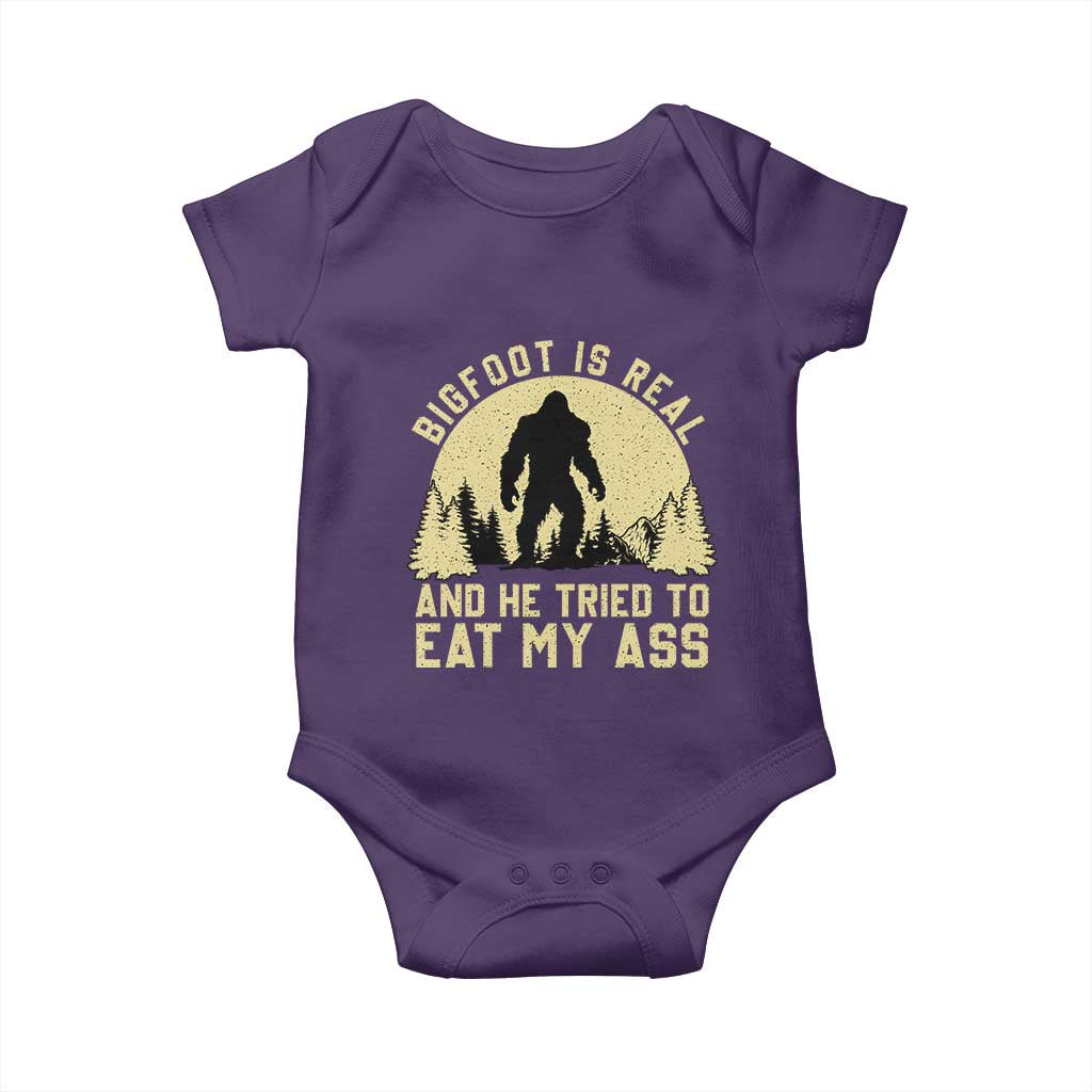 Funny Bigfoot Baby Onesie Sasquatch Big Foot Eat My Ass Vintage Cryptid Meme - Wonder Print Shop