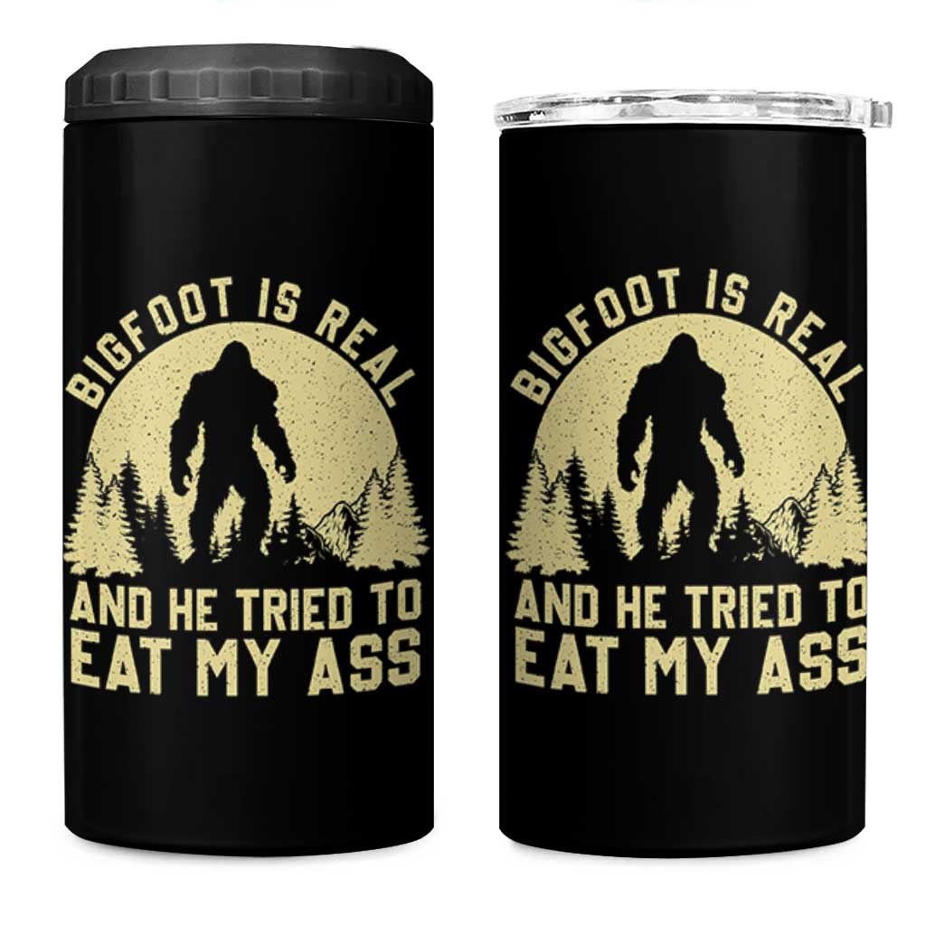 Funny Bigfoot 4 in 1 Can Cooler Tumbler Sasquatch Big Foot Eat My Ass Vintage Cryptid Meme - Wonder Print Shop