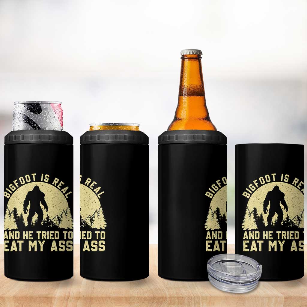 Funny Bigfoot 4 in 1 Can Cooler Tumbler Sasquatch Big Foot Eat My Ass Vintage Cryptid Meme - Wonder Print Shop