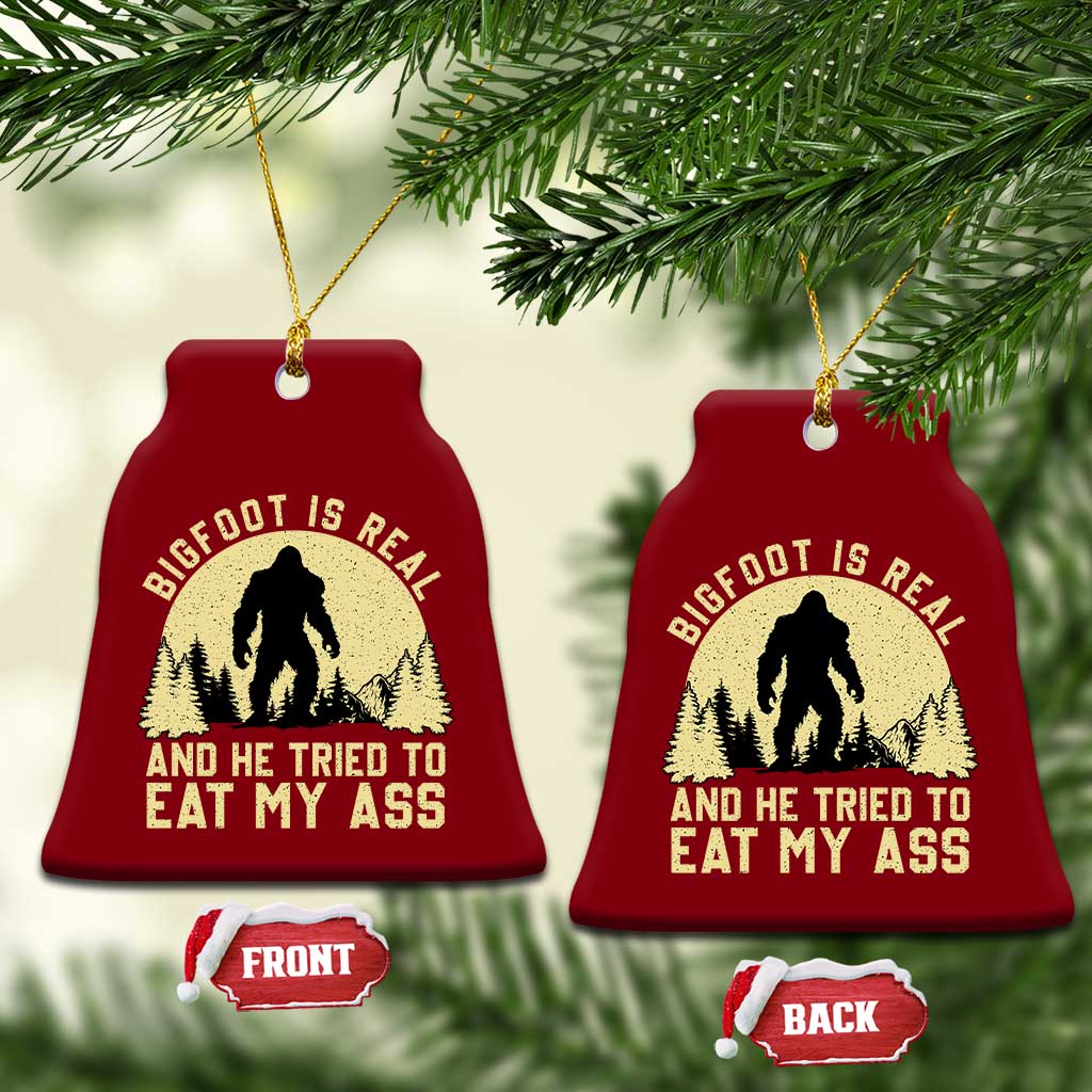 Funny Bigfoot Ceramic Ornament Sasquatch Big Foot Eat My Ass Vintage Cryptid Meme - Wonder Print Shop