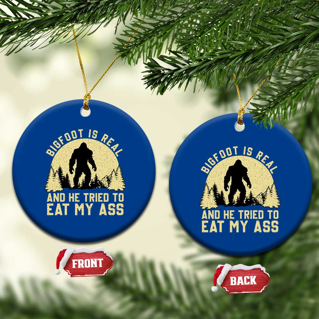 Funny Bigfoot Ceramic Ornament Sasquatch Big Foot Eat My Ass Vintage Cryptid Meme - Wonder Print Shop