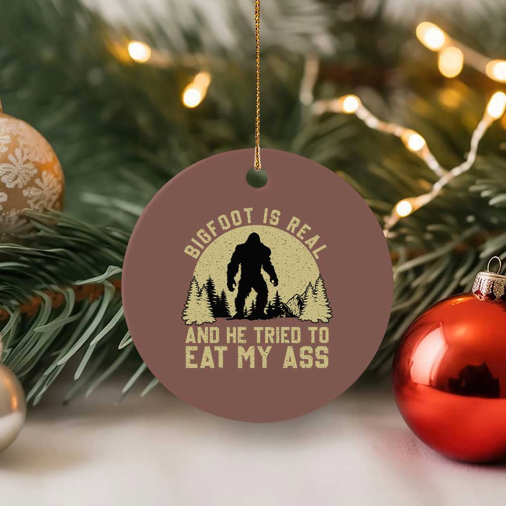 Funny Bigfoot Ceramic Ornament Sasquatch Big Foot Eat My Ass Vintage Cryptid Meme - Wonder Print Shop