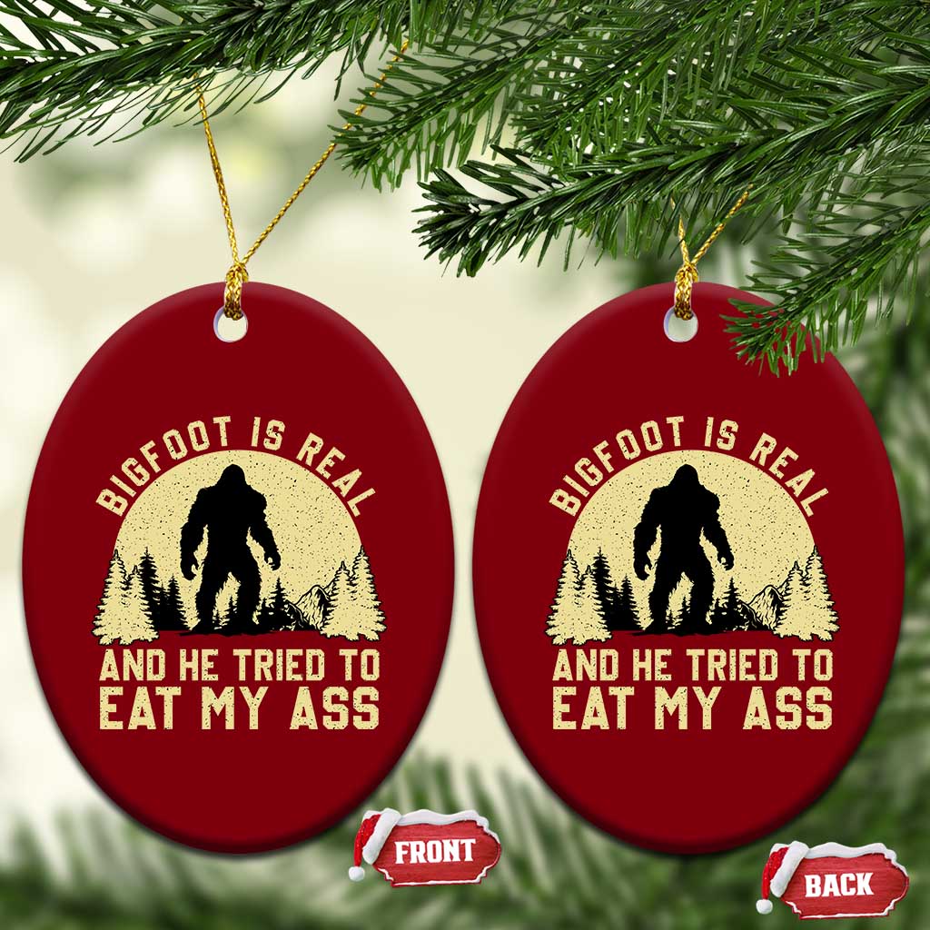 Funny Bigfoot Ceramic Ornament Sasquatch Big Foot Eat My Ass Vintage Cryptid Meme - Wonder Print Shop