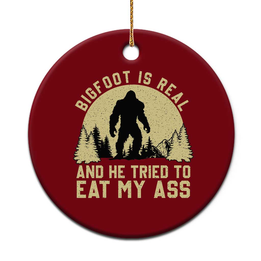 Funny Bigfoot Ceramic Ornament Sasquatch Big Foot Eat My Ass Vintage Cryptid Meme - Wonder Print Shop