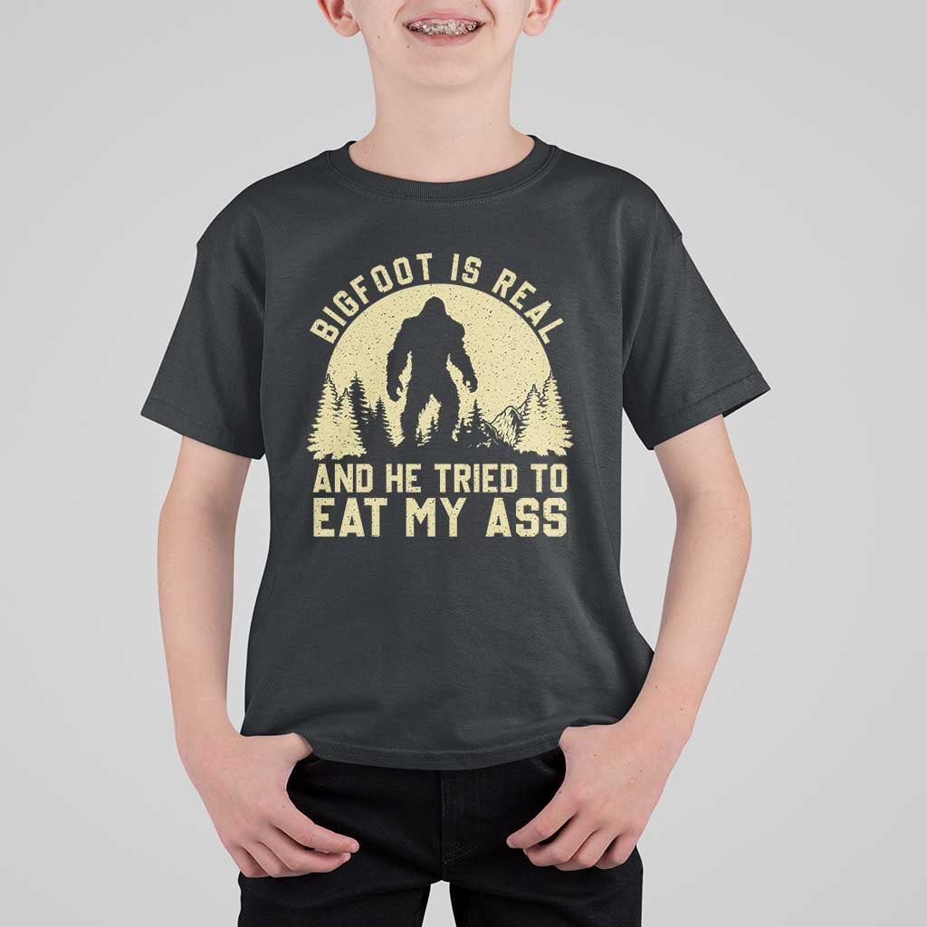 Funny Bigfoot T Shirt For Kid Sasquatch Big Foot Eat My Ass Vintage Cryptid Meme - Wonder Print Shop