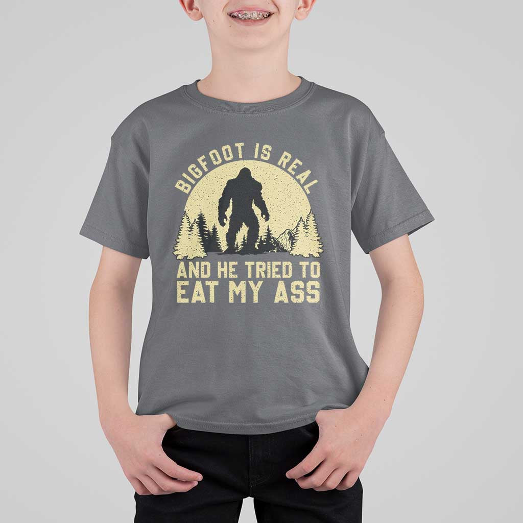Funny Bigfoot T Shirt For Kid Sasquatch Big Foot Eat My Ass Vintage Cryptid Meme - Wonder Print Shop