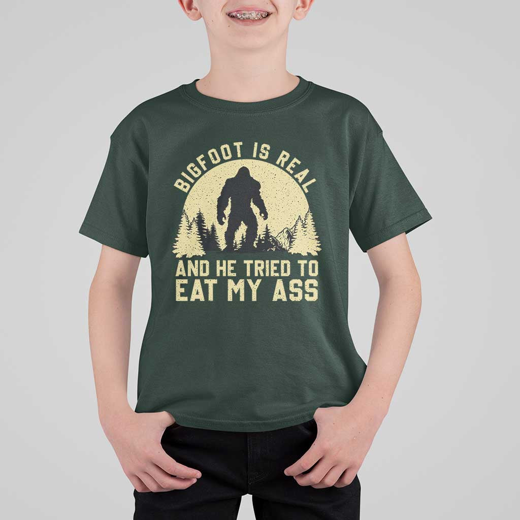 Funny Bigfoot T Shirt For Kid Sasquatch Big Foot Eat My Ass Vintage Cryptid Meme - Wonder Print Shop