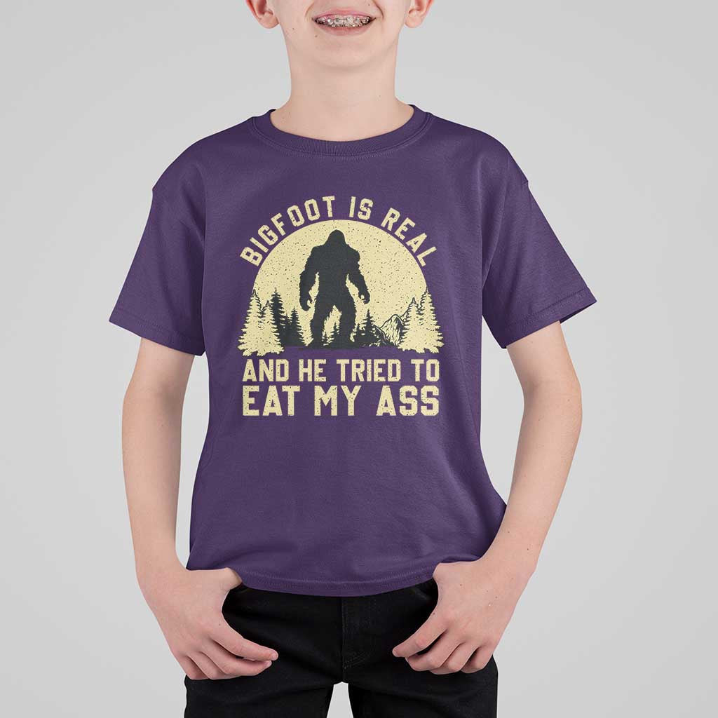 Funny Bigfoot T Shirt For Kid Sasquatch Big Foot Eat My Ass Vintage Cryptid Meme - Wonder Print Shop