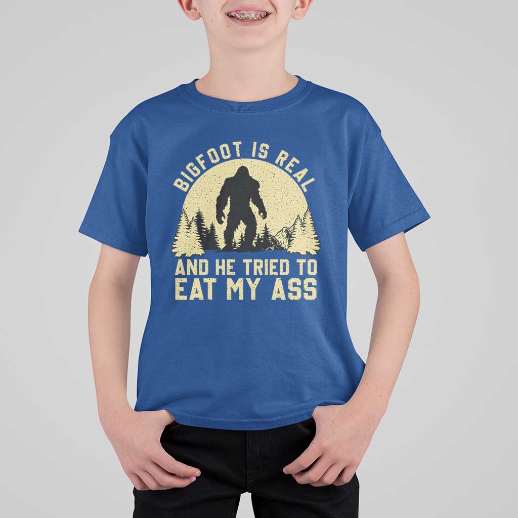 Funny Bigfoot T Shirt For Kid Sasquatch Big Foot Eat My Ass Vintage Cryptid Meme - Wonder Print Shop