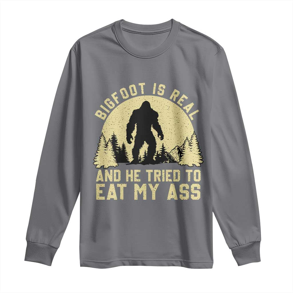 Funny Bigfoot Long Sleeve Shirt Sasquatch Big Foot Eat My Ass Vintage Cryptid Meme - Wonder Print Shop