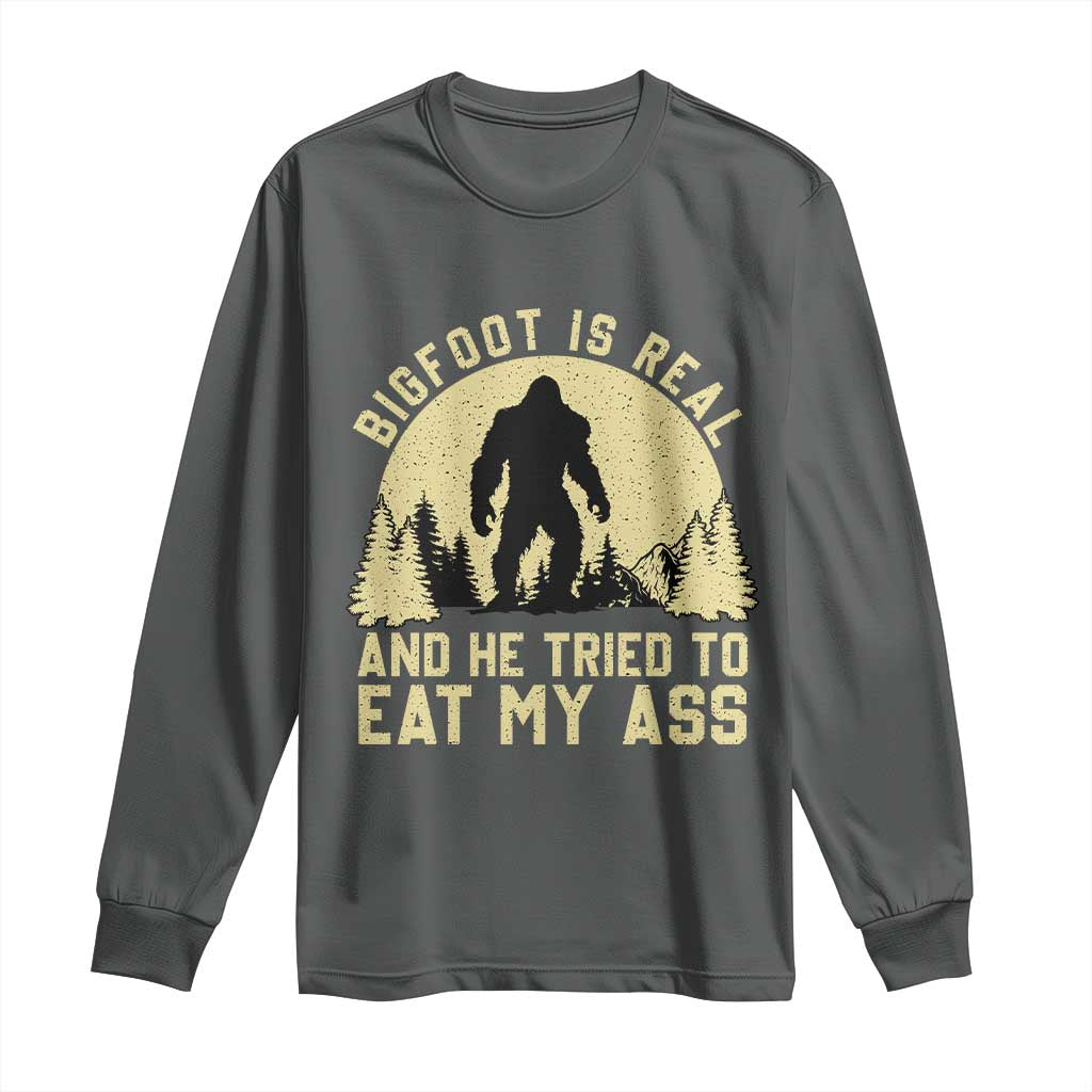 Funny Bigfoot Long Sleeve Shirt Sasquatch Big Foot Eat My Ass Vintage Cryptid Meme - Wonder Print Shop