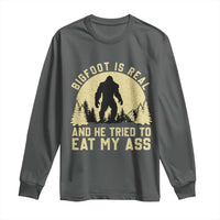 Funny Bigfoot Long Sleeve Shirt Sasquatch Big Foot Eat My Ass Vintage Cryptid Meme - Wonder Print Shop