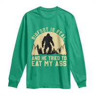 Funny Bigfoot Long Sleeve Shirt Sasquatch Big Foot Eat My Ass Vintage Cryptid Meme - Wonder Print Shop