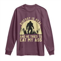 Funny Bigfoot Long Sleeve Shirt Sasquatch Big Foot Eat My Ass Vintage Cryptid Meme - Wonder Print Shop