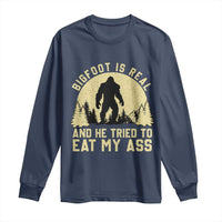 Funny Bigfoot Long Sleeve Shirt Sasquatch Big Foot Eat My Ass Vintage Cryptid Meme - Wonder Print Shop