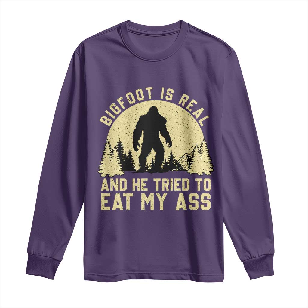 Funny Bigfoot Long Sleeve Shirt Sasquatch Big Foot Eat My Ass Vintage Cryptid Meme - Wonder Print Shop
