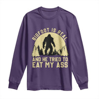 Funny Bigfoot Long Sleeve Shirt Sasquatch Big Foot Eat My Ass Vintage Cryptid Meme - Wonder Print Shop