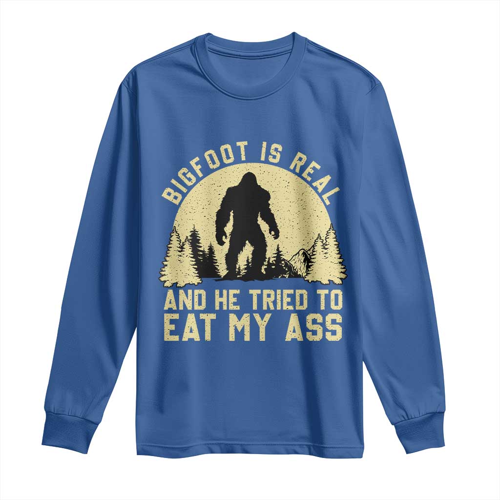Funny Bigfoot Long Sleeve Shirt Sasquatch Big Foot Eat My Ass Vintage Cryptid Meme - Wonder Print Shop