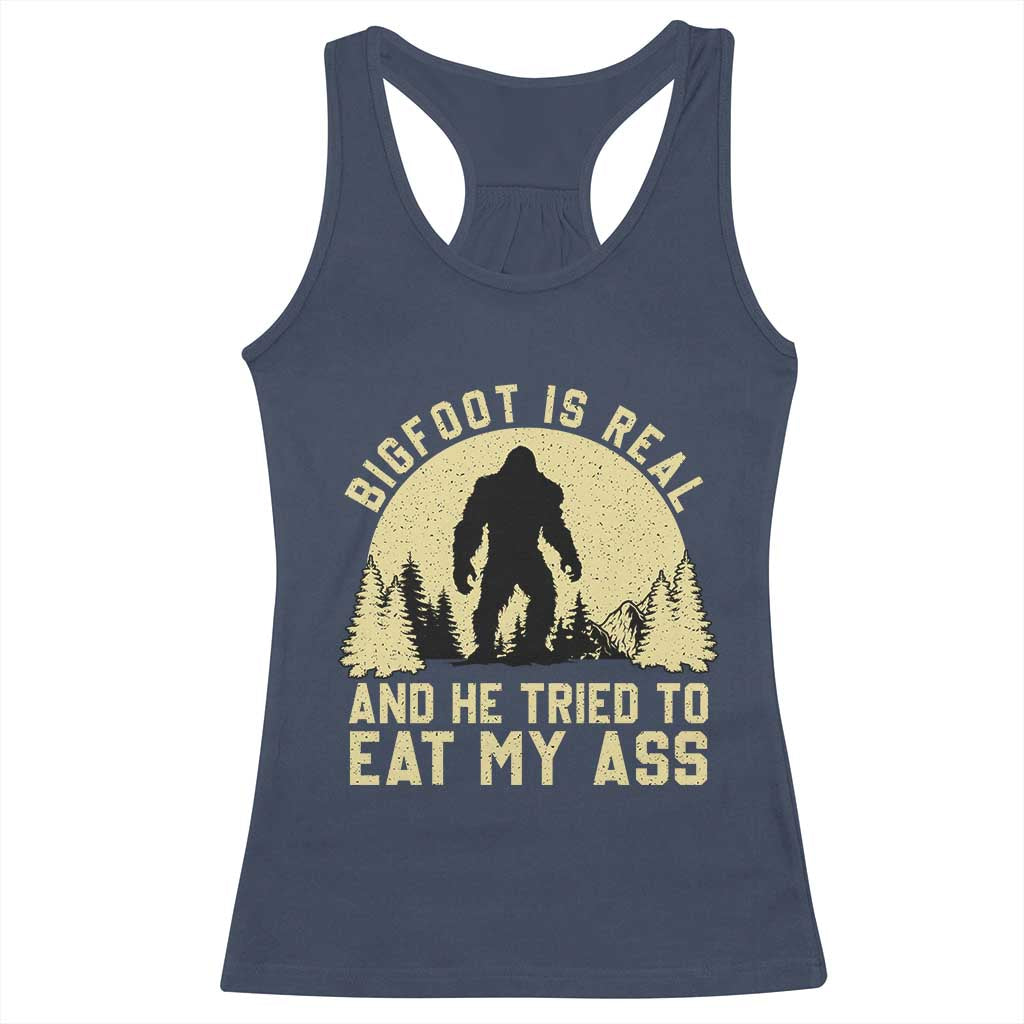 Funny Bigfoot Racerback Tank Top Sasquatch Big Foot Eat My Ass Vintage Cryptid Meme - Wonder Print Shop