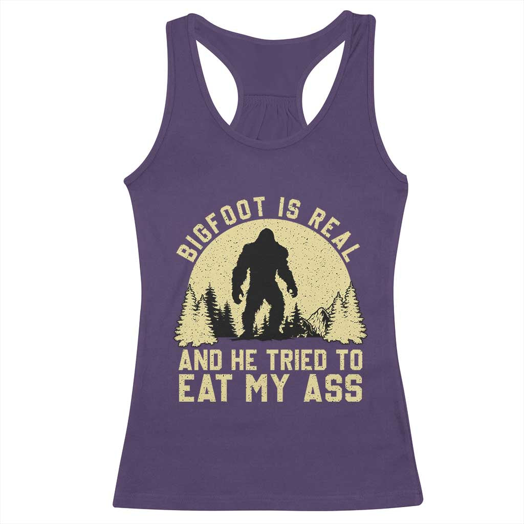 Funny Bigfoot Racerback Tank Top Sasquatch Big Foot Eat My Ass Vintage Cryptid Meme - Wonder Print Shop