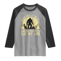 Funny Bigfoot Raglan Shirt Sasquatch Big Foot Eat My Ass Vintage Cryptid Meme - Wonder Print Shop