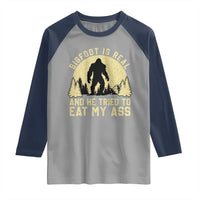 Funny Bigfoot Raglan Shirt Sasquatch Big Foot Eat My Ass Vintage Cryptid Meme - Wonder Print Shop