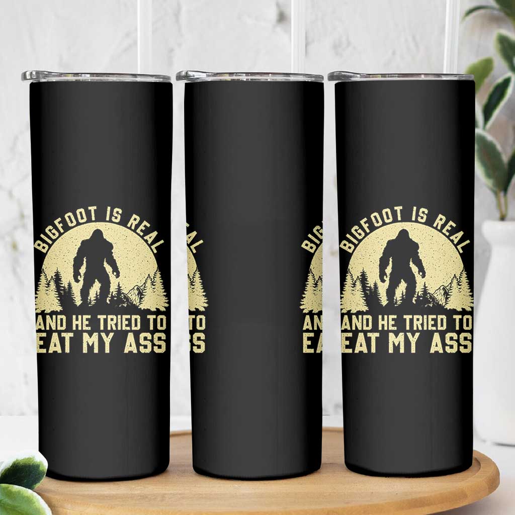 Funny Bigfoot Skinny Tumbler Sasquatch Big Foot Eat My Ass Vintage Cryptid Meme - Wonder Print Shop
