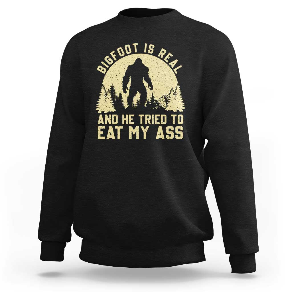 Funny Bigfoot Sweatshirt Sasquatch Big Foot Eat My Ass Vintage Cryptid Meme - Wonder Print Shop