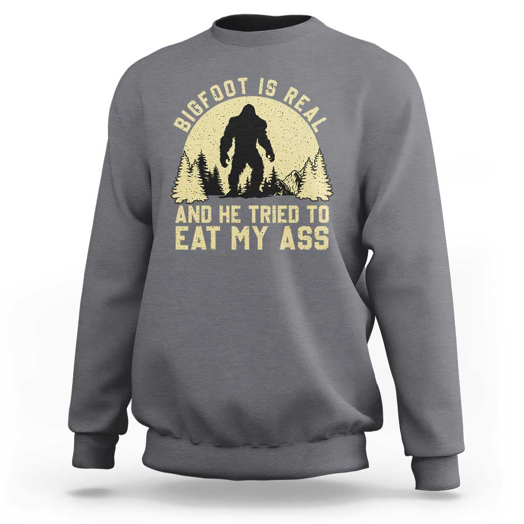 Funny Bigfoot Sweatshirt Sasquatch Big Foot Eat My Ass Vintage Cryptid Meme - Wonder Print Shop