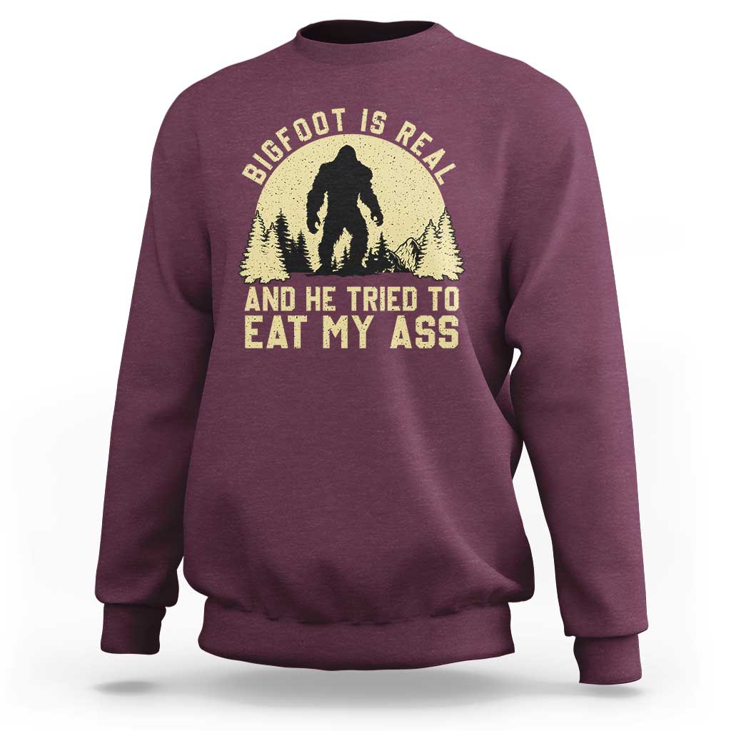 Funny Bigfoot Sweatshirt Sasquatch Big Foot Eat My Ass Vintage Cryptid Meme - Wonder Print Shop