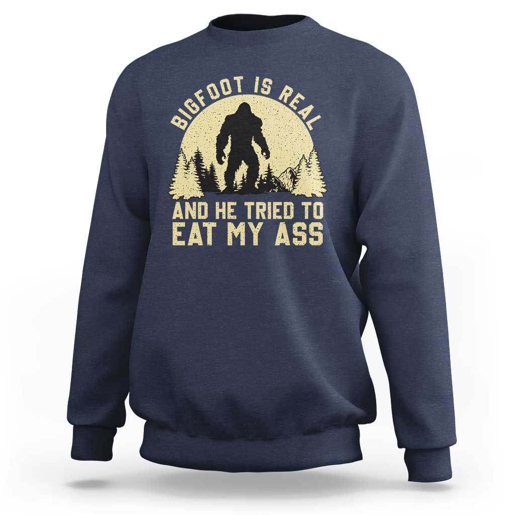 Funny Bigfoot Sweatshirt Sasquatch Big Foot Eat My Ass Vintage Cryptid Meme - Wonder Print Shop
