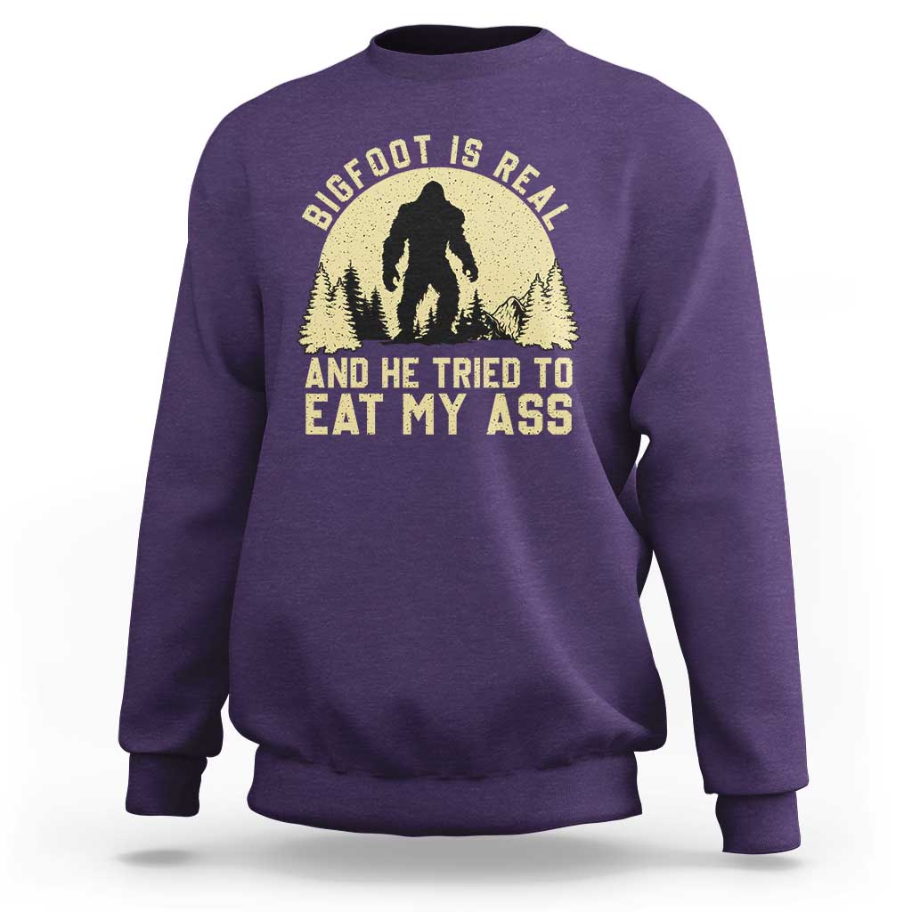 Funny Bigfoot Sweatshirt Sasquatch Big Foot Eat My Ass Vintage Cryptid Meme - Wonder Print Shop