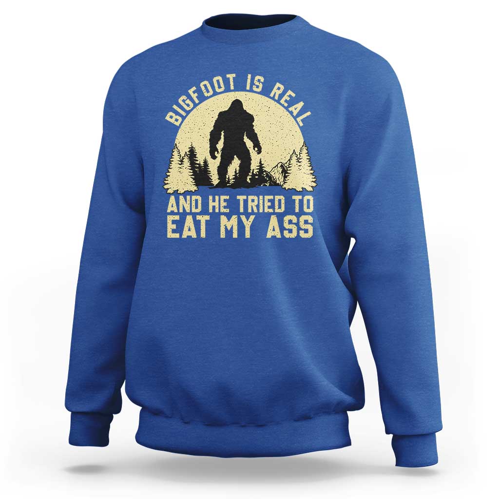 Funny Bigfoot Sweatshirt Sasquatch Big Foot Eat My Ass Vintage Cryptid Meme - Wonder Print Shop
