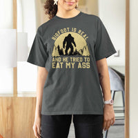 Funny Bigfoot T Shirt For Women Sasquatch Big Foot Eat My Ass Vintage Cryptid Meme - Wonder Print Shop