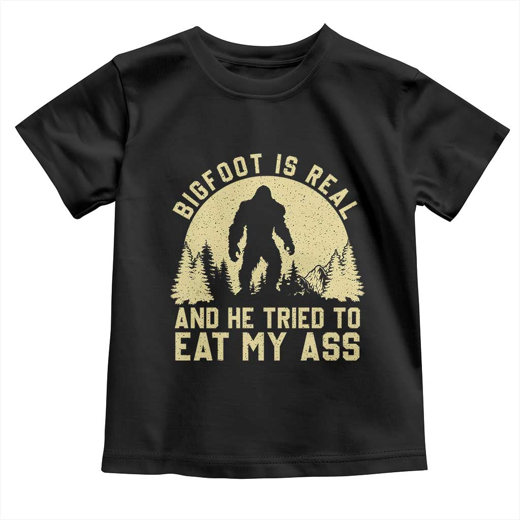 Funny Bigfoot Toddler T Shirt Sasquatch Big Foot Eat My Ass Vintage Cryptid Meme - Wonder Print Shop
