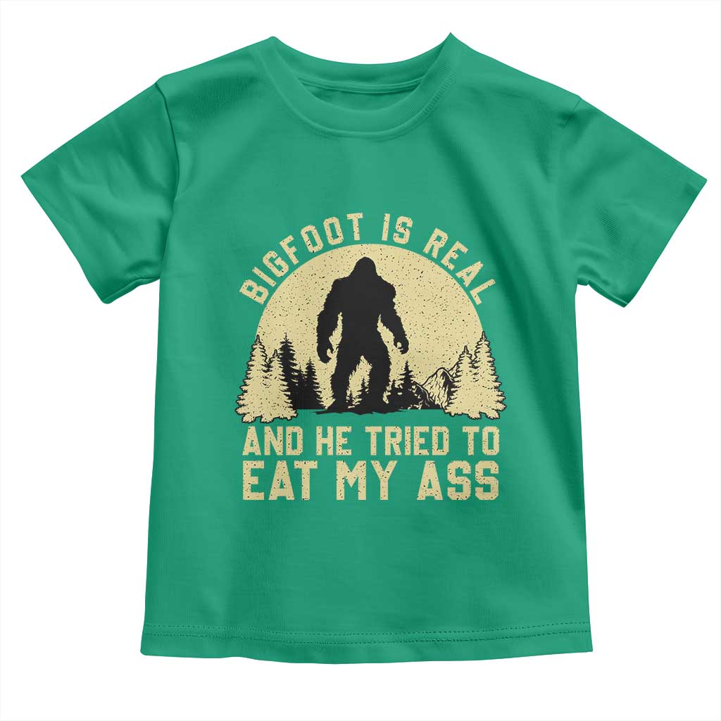 Funny Bigfoot Toddler T Shirt Sasquatch Big Foot Eat My Ass Vintage Cryptid Meme - Wonder Print Shop