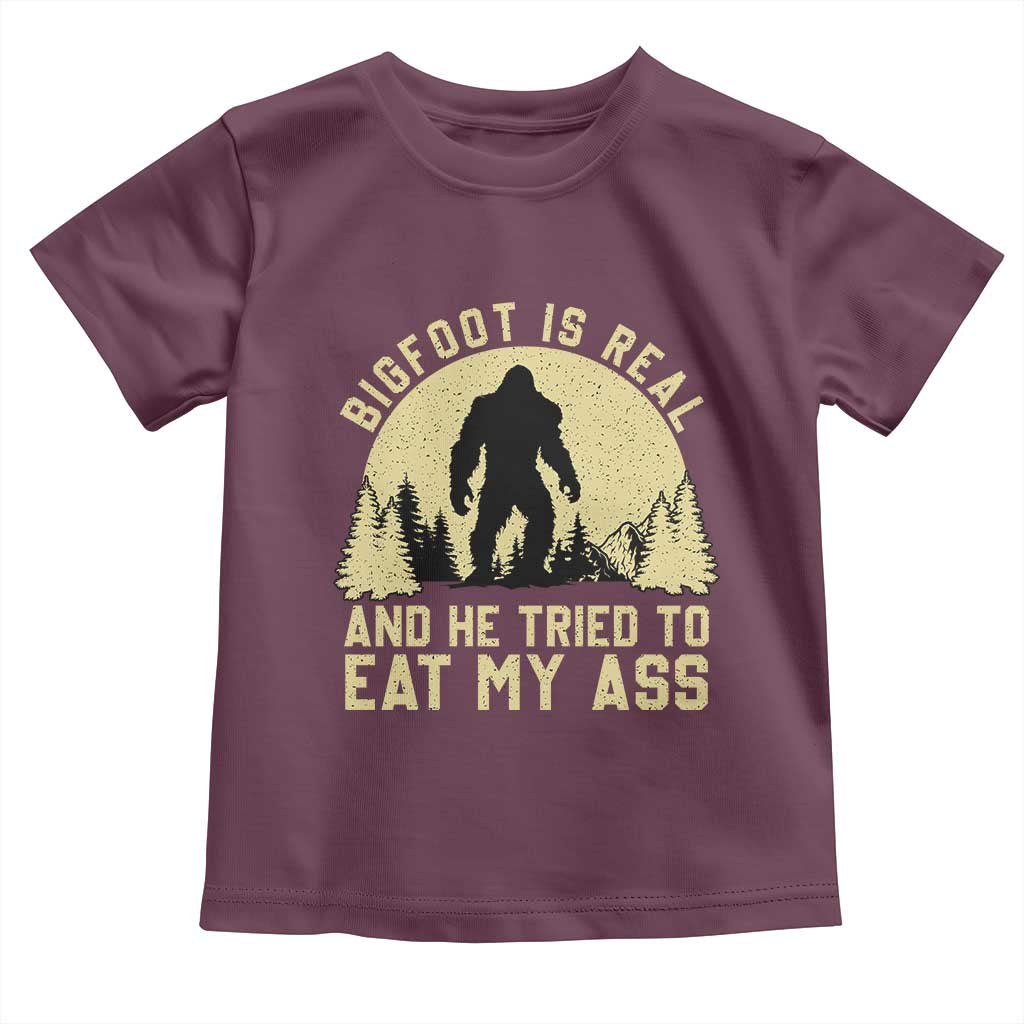 Funny Bigfoot Toddler T Shirt Sasquatch Big Foot Eat My Ass Vintage Cryptid Meme - Wonder Print Shop