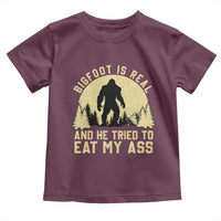 Funny Bigfoot Toddler T Shirt Sasquatch Big Foot Eat My Ass Vintage Cryptid Meme - Wonder Print Shop