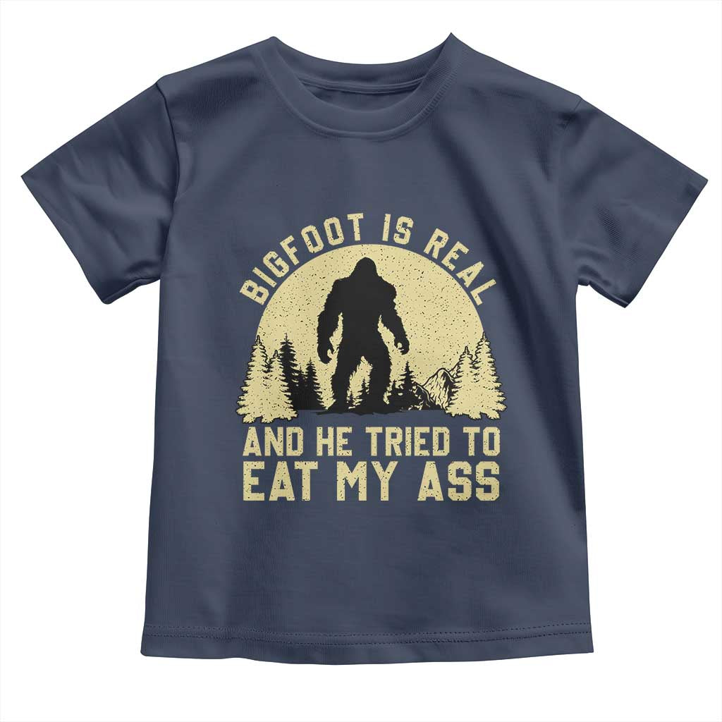 Funny Bigfoot Toddler T Shirt Sasquatch Big Foot Eat My Ass Vintage Cryptid Meme - Wonder Print Shop