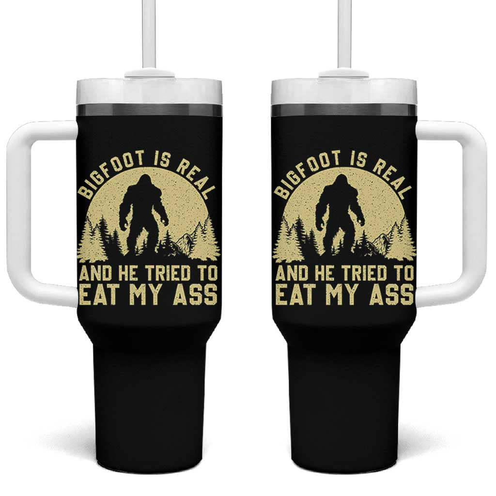 Funny Bigfoot Tumbler With Handle Sasquatch Big Foot Eat My Ass Vintage Cryptid Meme - Wonder Print Shop