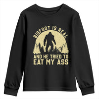 Funny Bigfoot Youth Sweatshirt Sasquatch Big Foot Eat My Ass Vintage Cryptid Meme - Wonder Print Shop