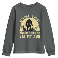 Funny Bigfoot Youth Sweatshirt Sasquatch Big Foot Eat My Ass Vintage Cryptid Meme - Wonder Print Shop