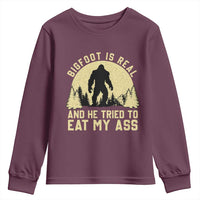 Funny Bigfoot Youth Sweatshirt Sasquatch Big Foot Eat My Ass Vintage Cryptid Meme - Wonder Print Shop