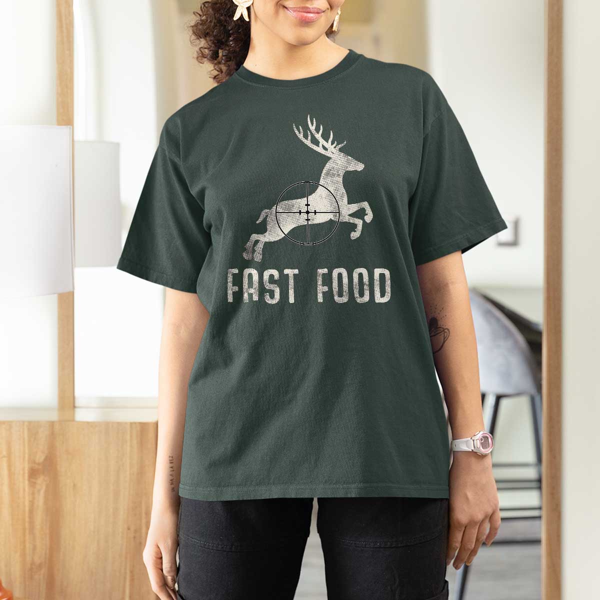 Deer Hunting Season T Shirt For Women Funny Fast Food - Wonder Print Shop
