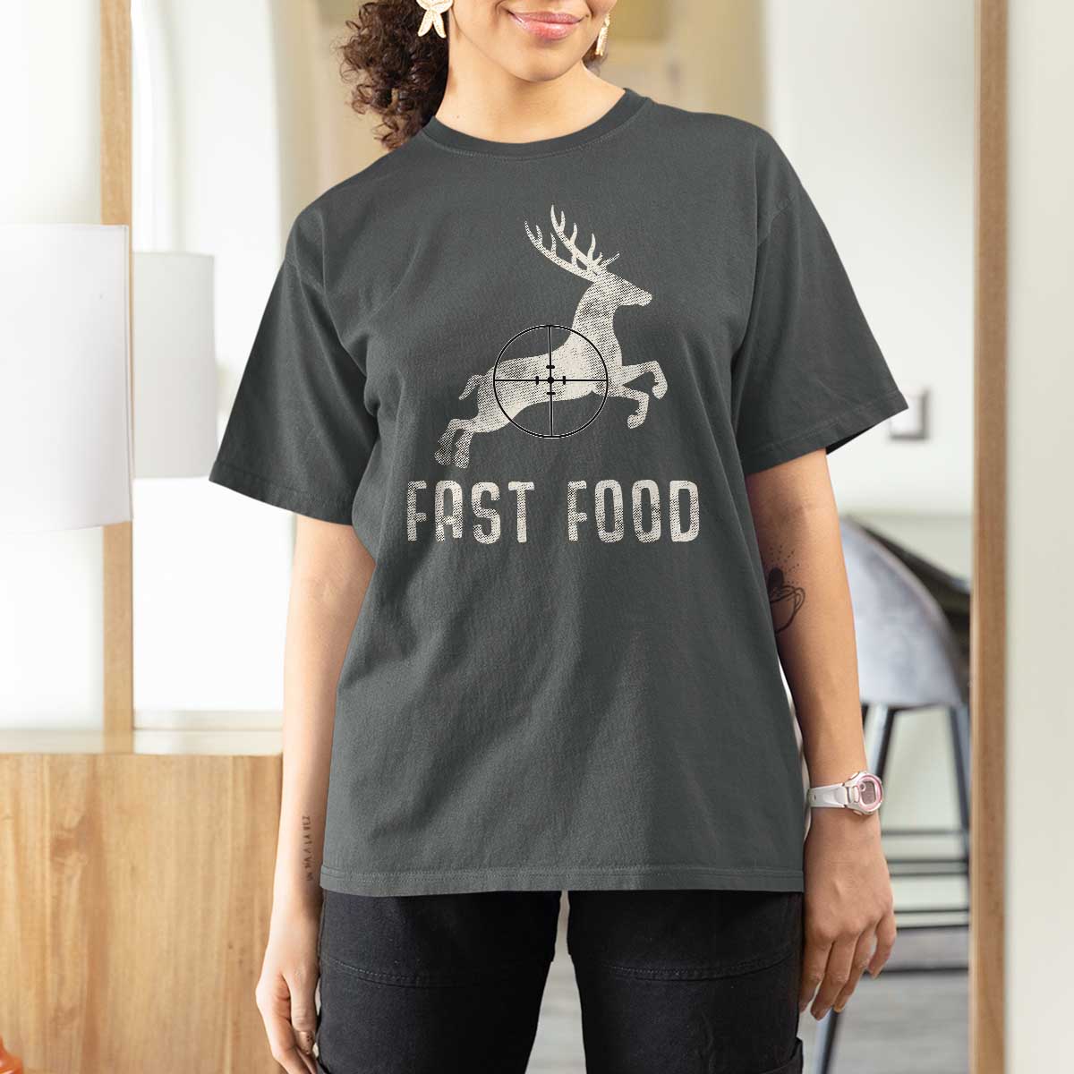 Deer Hunting Season T Shirt For Women Funny Fast Food - Wonder Print Shop